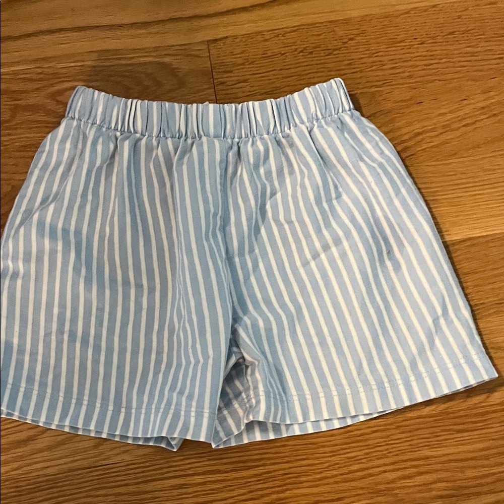 Shrimp &Grits Kids Blue and White Striped Shorts 2T